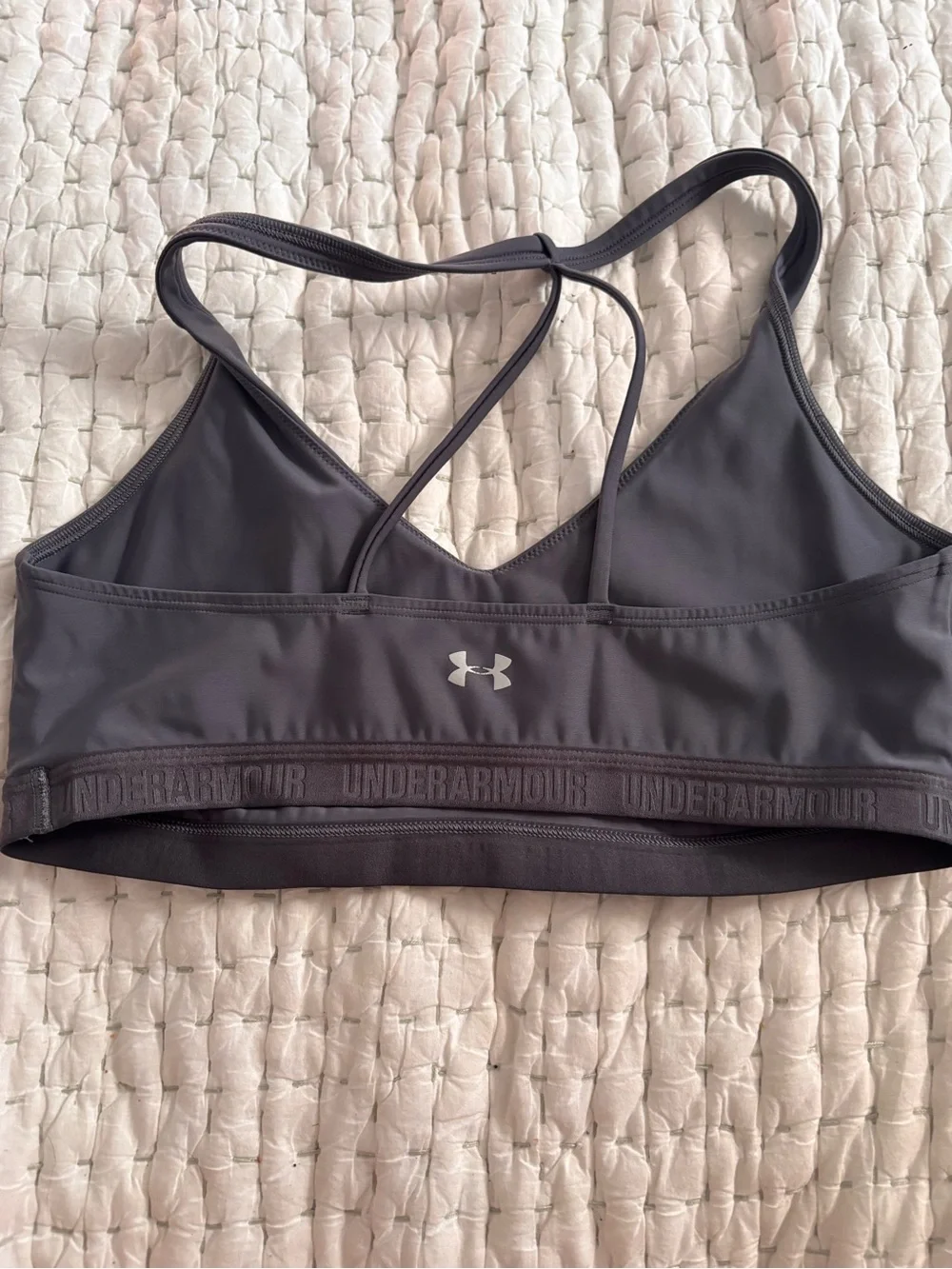 Under Armour Black Strappy Sports Crop Bra with Logo Band